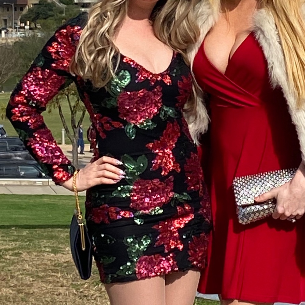 WYLDR floral sequined long sleeve dress